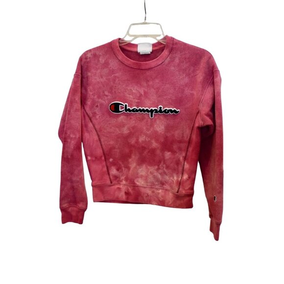 Women's Champion Pink Custom Bleach Dye Sweatshirt Size XS - Picture 1 of 6